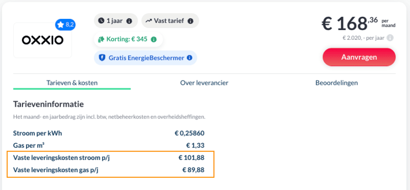 Vaste leveringskosten